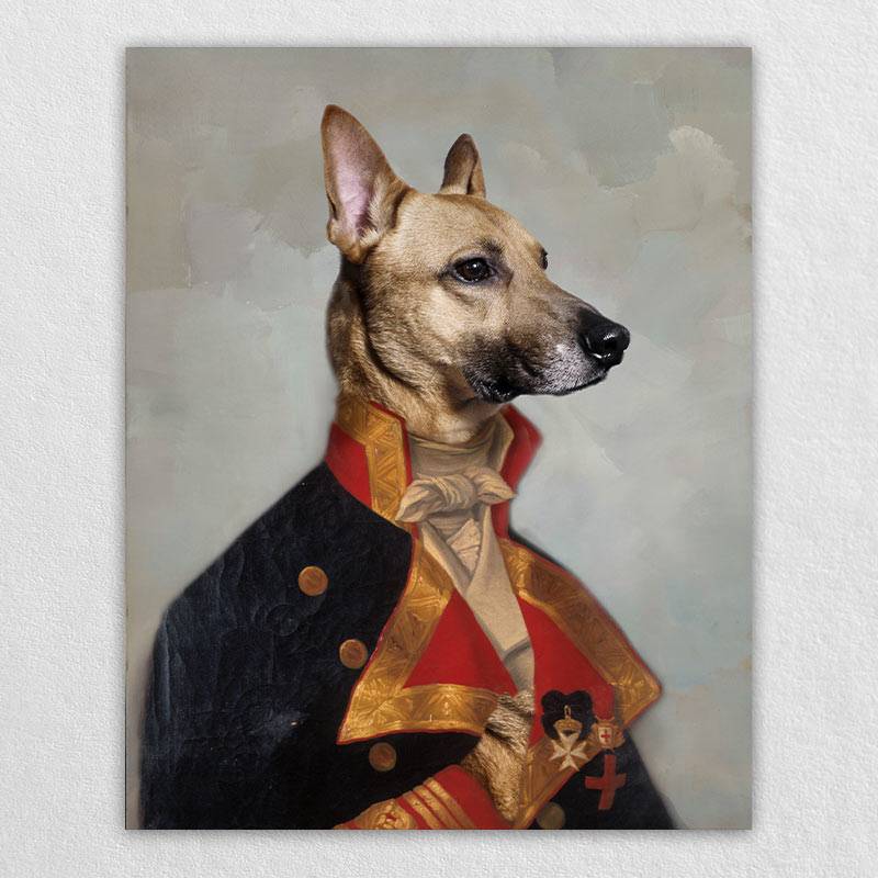 Military Officer Pet Paintings Royal Canvas Painting Dog