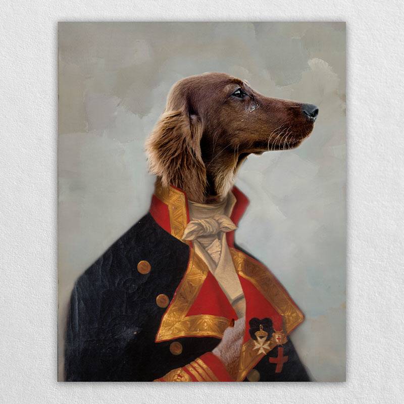 Military Officer Pet Paintings Royal Canvas Painting Dog