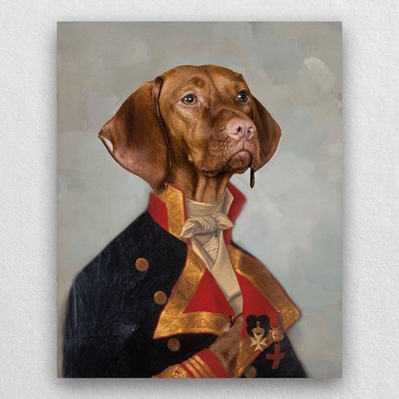 Military Officer Pet Paintings Royal Canvas Painting Dog