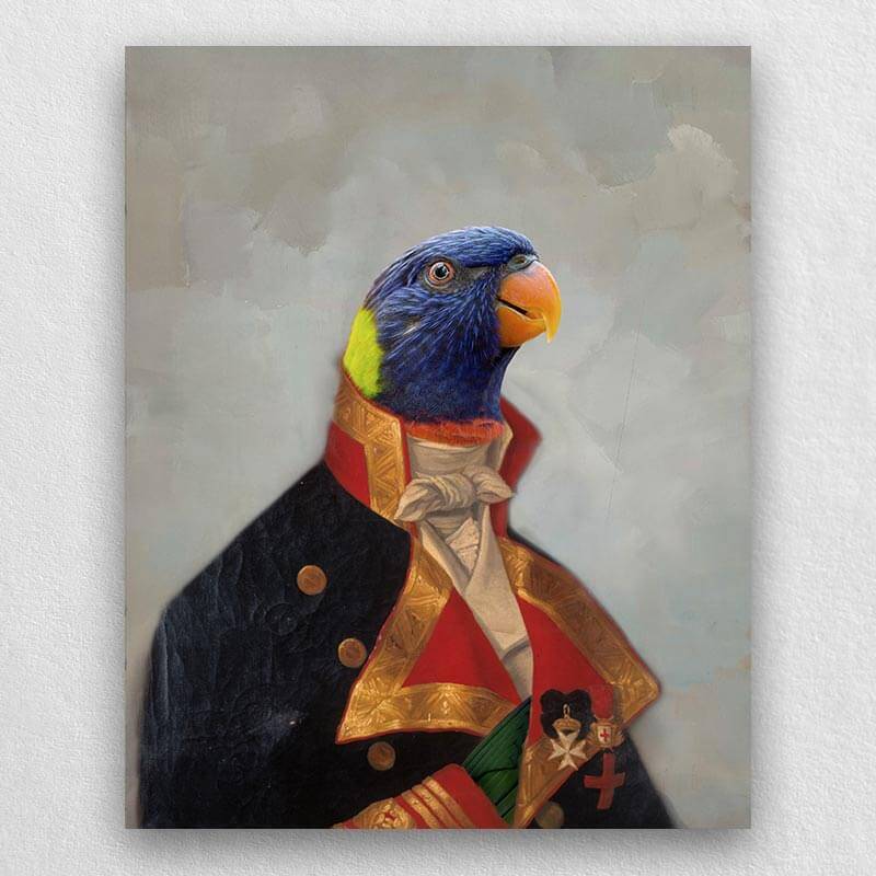 Military Officer Pet Paintings Royal Canvas Painting Dog