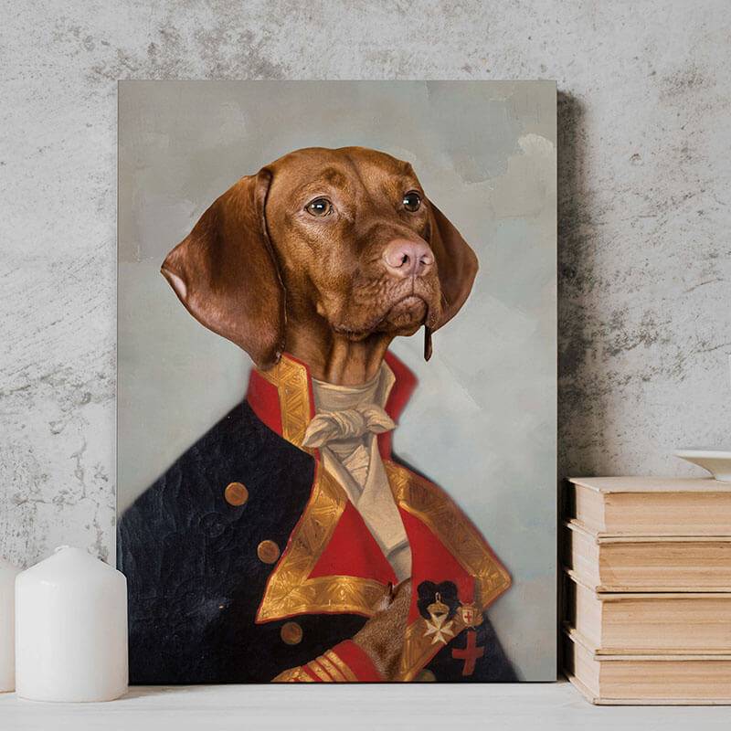 Military Officer Pet Paintings Royal Canvas Painting Dog