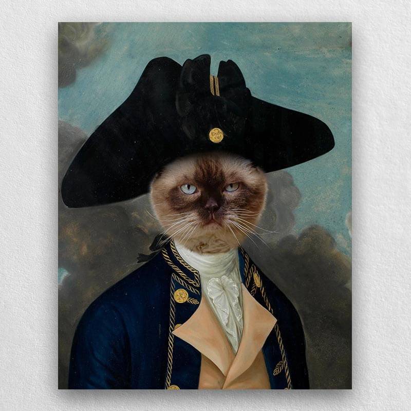 Captain Joseph Funny Pet Portrait Canvas Pets In Art