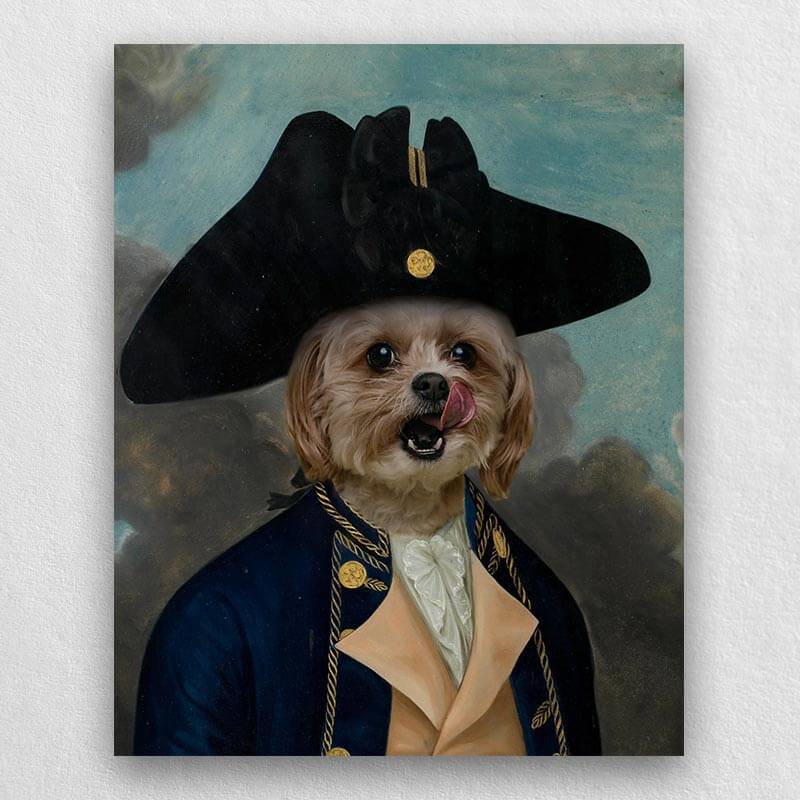 Captain Joseph Funny Pet Portrait Canvas Pets In Art