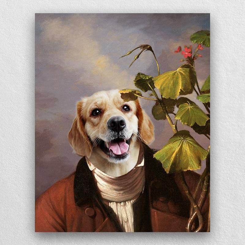 Pet With Geranium Old World Pet Portraits On Canvas