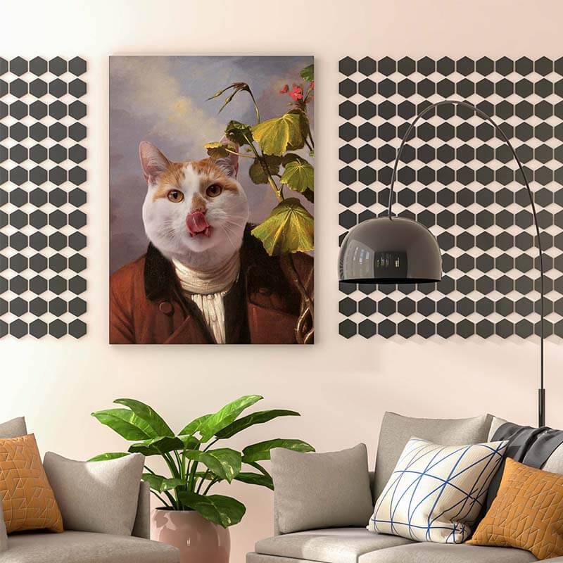 Pet With Geranium Old World Pet Portraits On Canvas