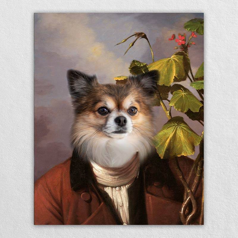 Pet With Geranium Old World Pet Portraits On Canvas