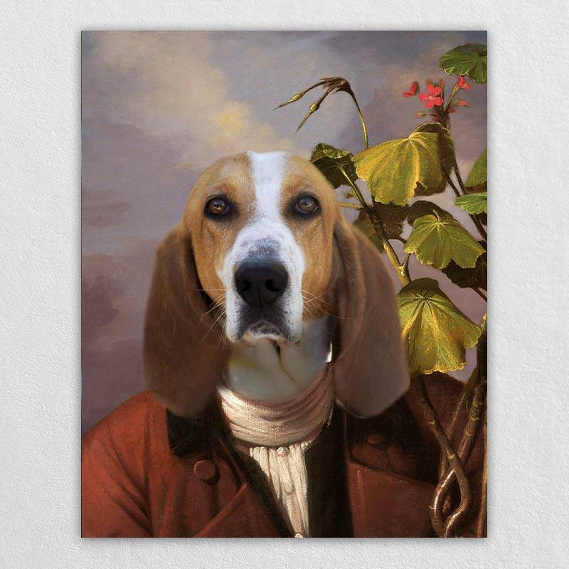 Pet With Geranium Old World Pet Portraits On Canvas