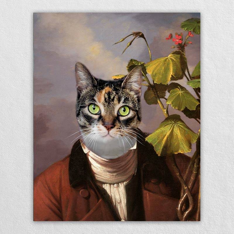 Pet With Geranium Old World Pet Portraits On Canvas