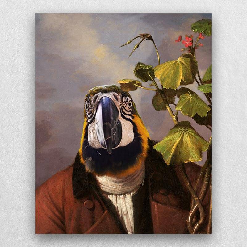 Pet With Geranium Old World Pet Portraits On Canvas