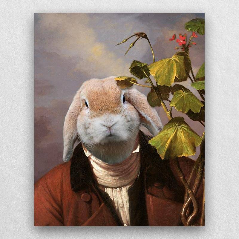 Pet With Geranium Old World Pet Portraits On Canvas