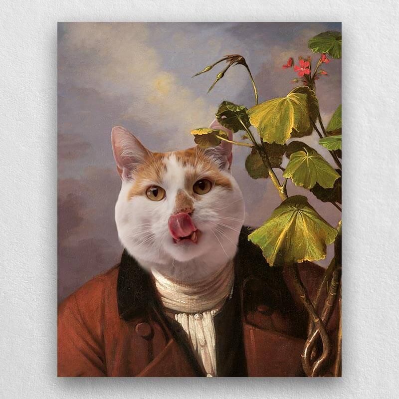 Pet With Geranium Old World Pet Portraits On Canvas