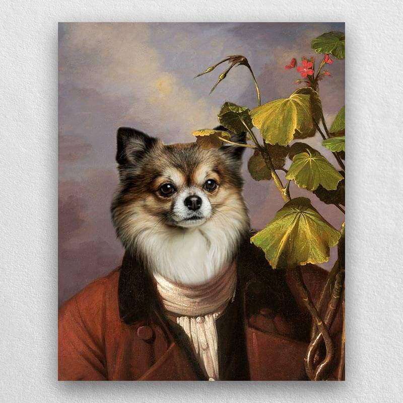 Pet With Geranium Old World Pet Portraits On Canvas