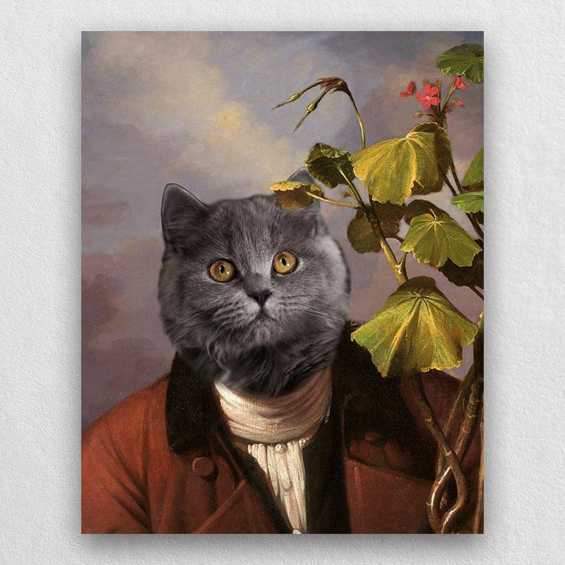 Pet With Geranium Old World Pet Portraits On Canvas