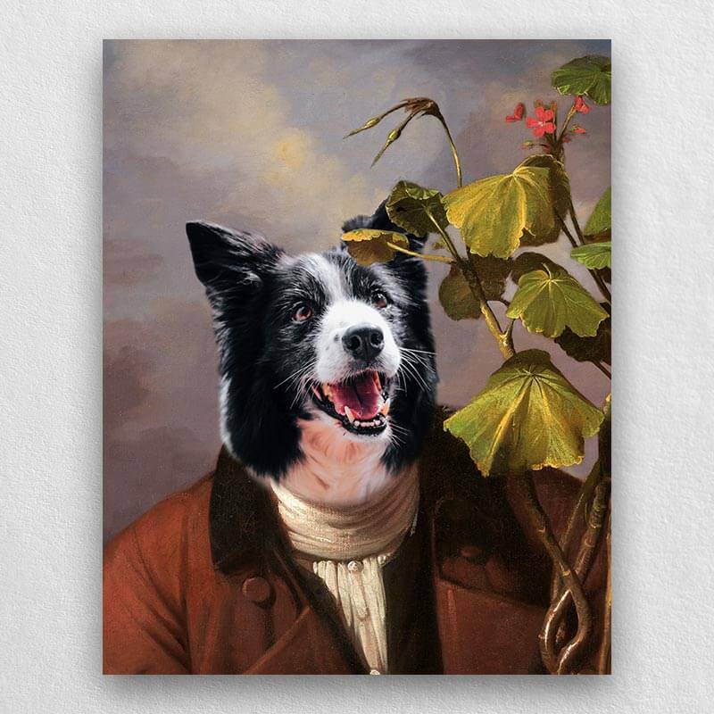 Pet With Geranium Old World Pet Portraits On Canvas