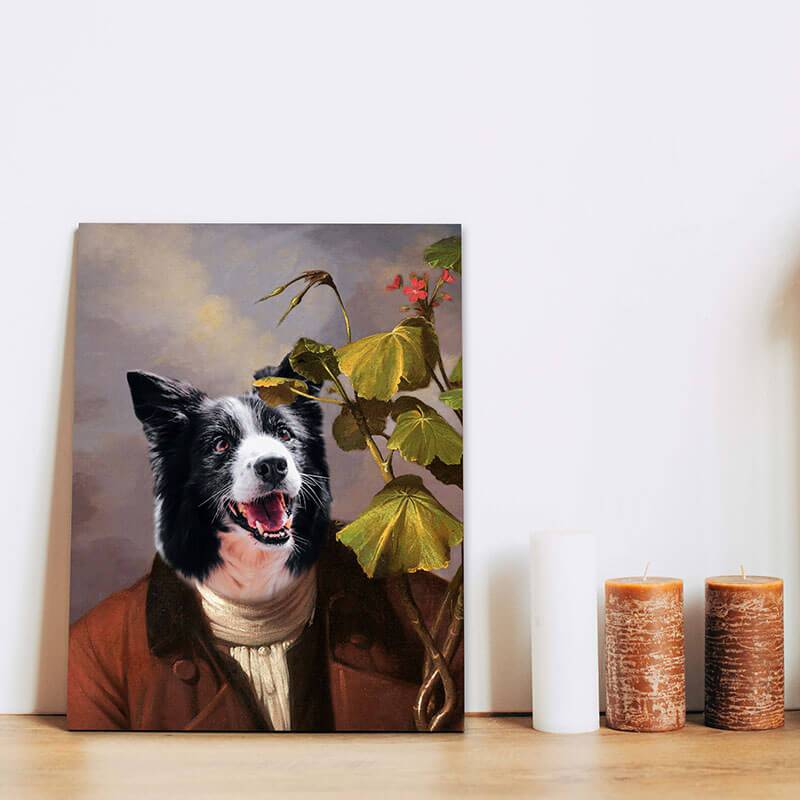 Pet With Geranium Old World Pet Portraits On Canvas