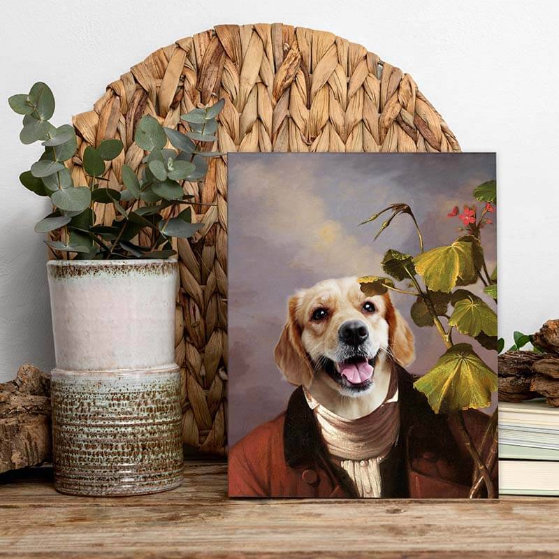 Pet With Geranium Old World Pet Portraits On Canvas