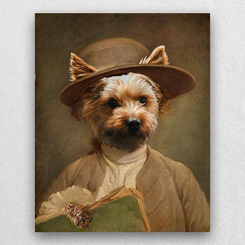 Boy With A Drawing Book Pet Portraits Funny Pet Into Art