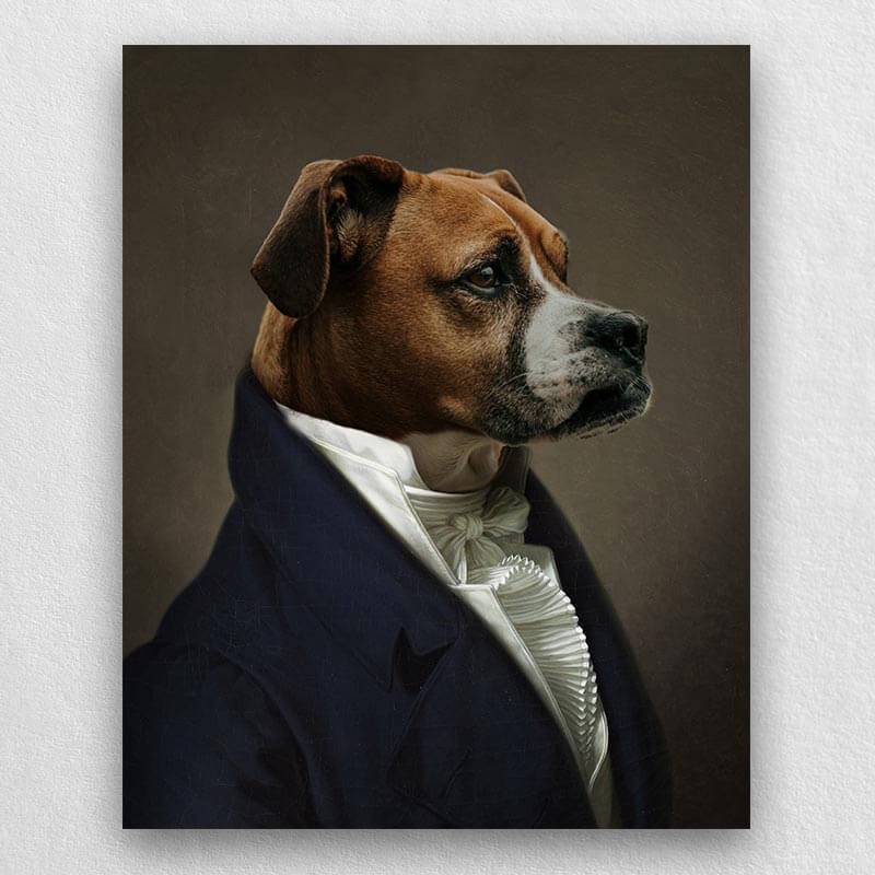 Renaissance Dog Painting Animal In Suits Portraits