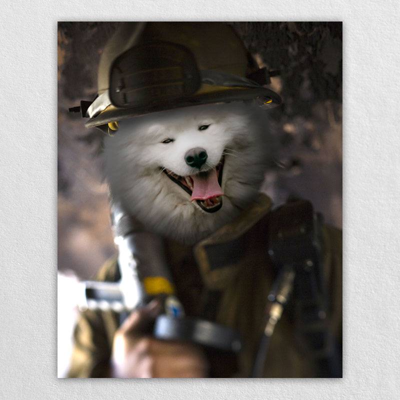 Fire Fighting Best Animal Portraits Dog Lover Painting