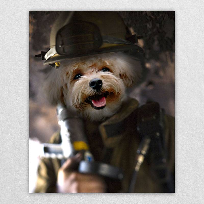 Fire Fighting Best Animal Portraits Dog Lover Painting