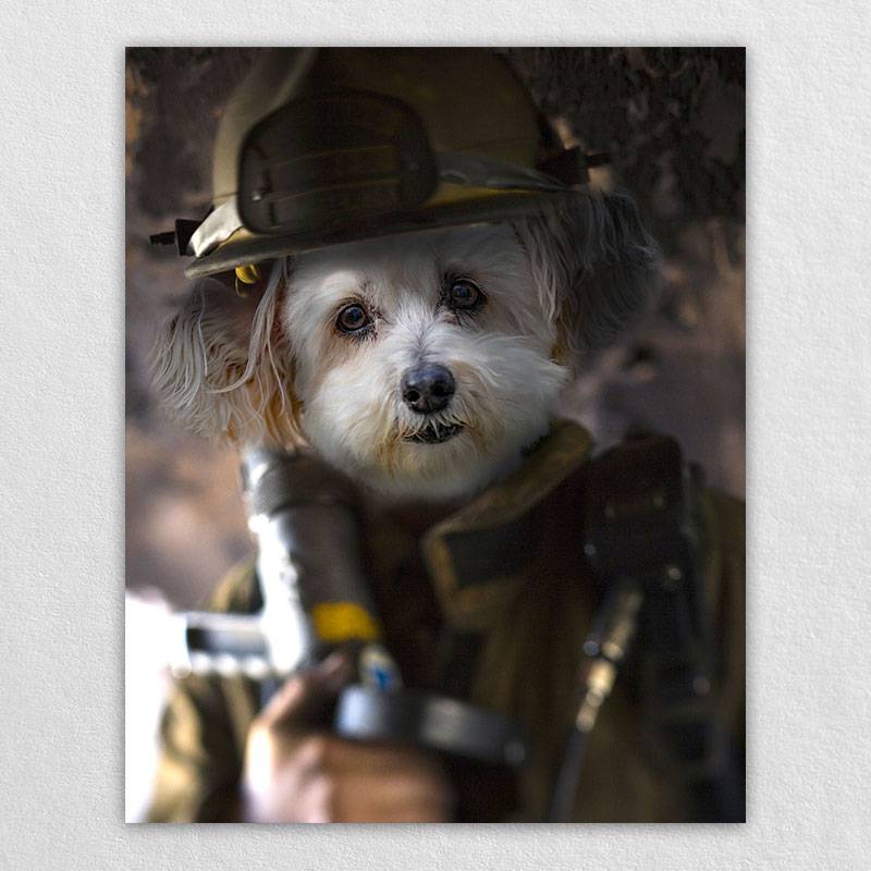 Fire Fighting Best Animal Portraits Dog Lover Painting