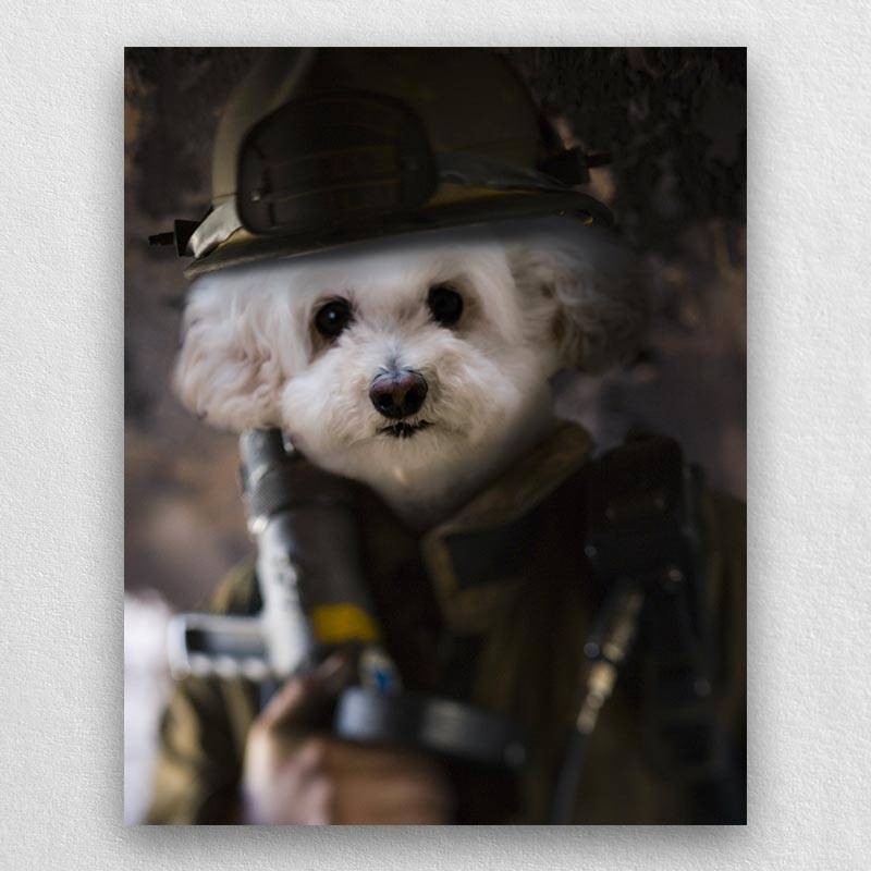 Fire Fighting Best Animal Portraits Dog Lover Painting