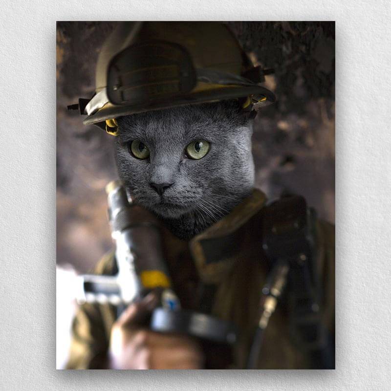 Fire Fighting Best Animal Portraits Dog Lover Painting