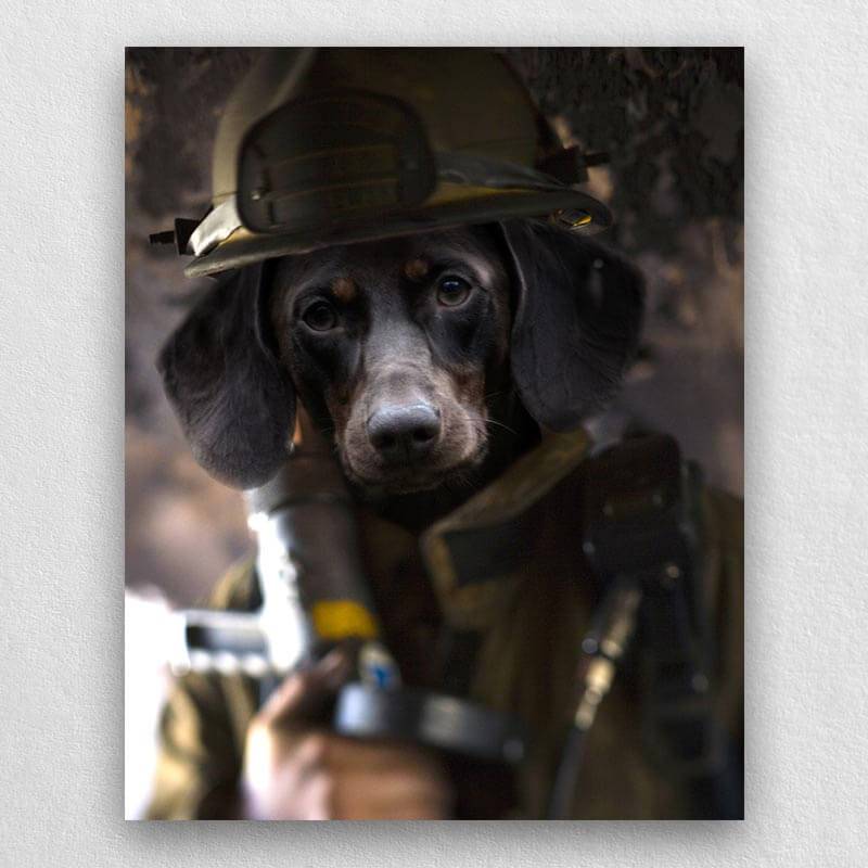 Fire Fighting Best Animal Portraits Dog Lover Painting