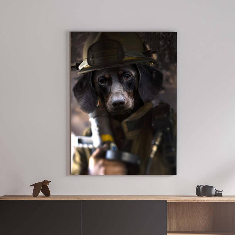 Fire Fighting Best Animal Portraits Dog Lover Painting