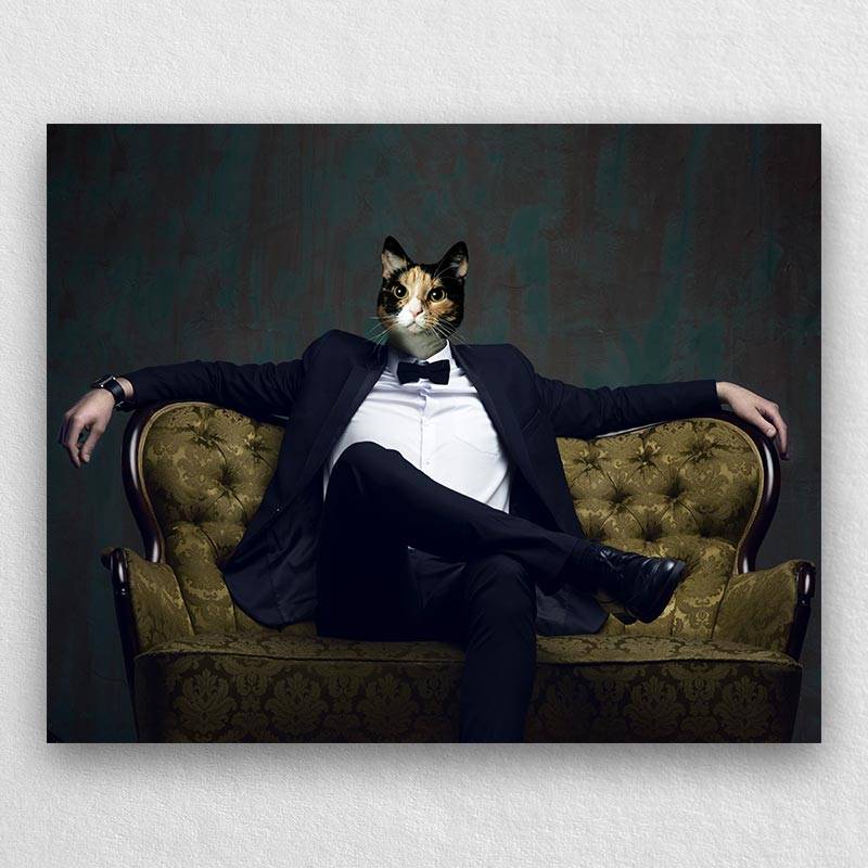 Tuxedo Cat Portrait Dog Into Portrait Personalized Pet Art