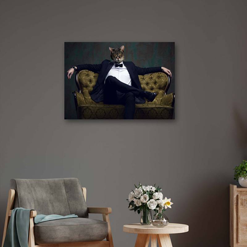 Tuxedo Cat Portrait Dog Into Portrait Personalized Pet Art