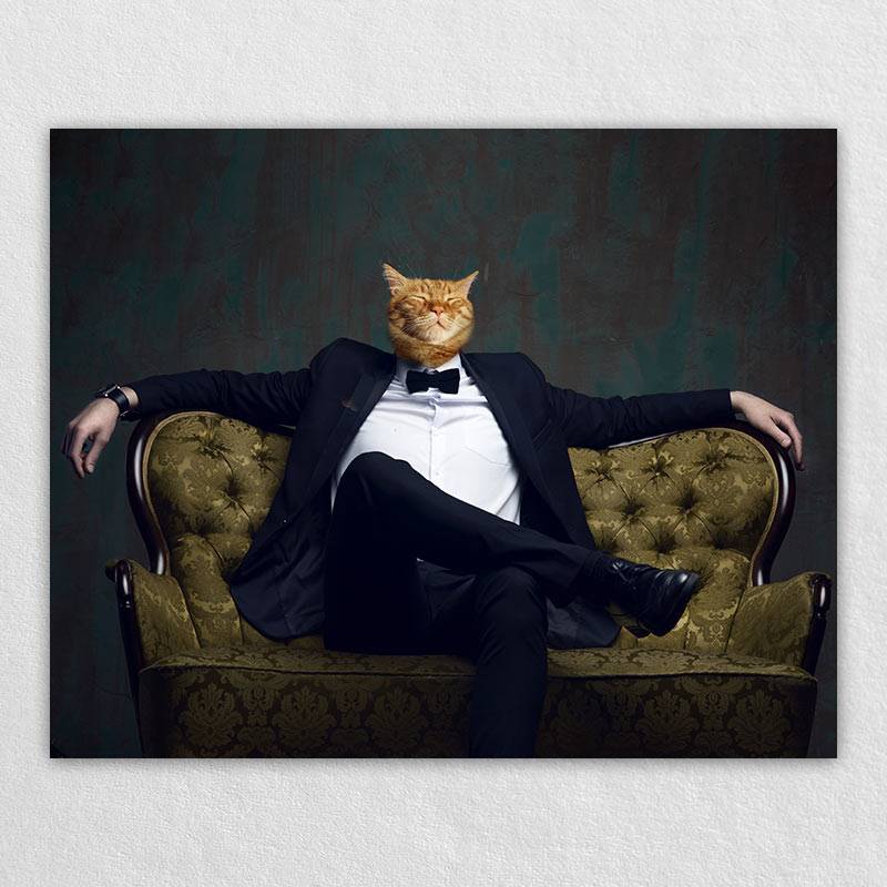 Tuxedo Cat Portrait Dog Into Portrait Personalized Pet Art