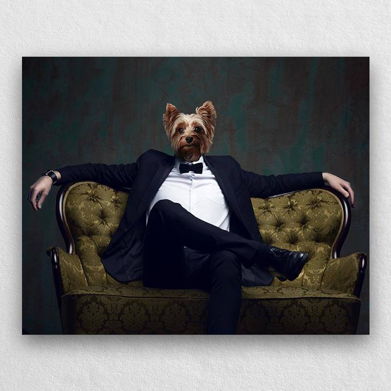 Tuxedo Cat Portrait Dog Into Portrait Personalized Pet Art