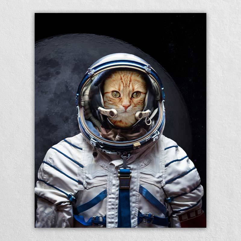 Pet Portrait Astronaut Pet Art Print Dog Custom Portrait