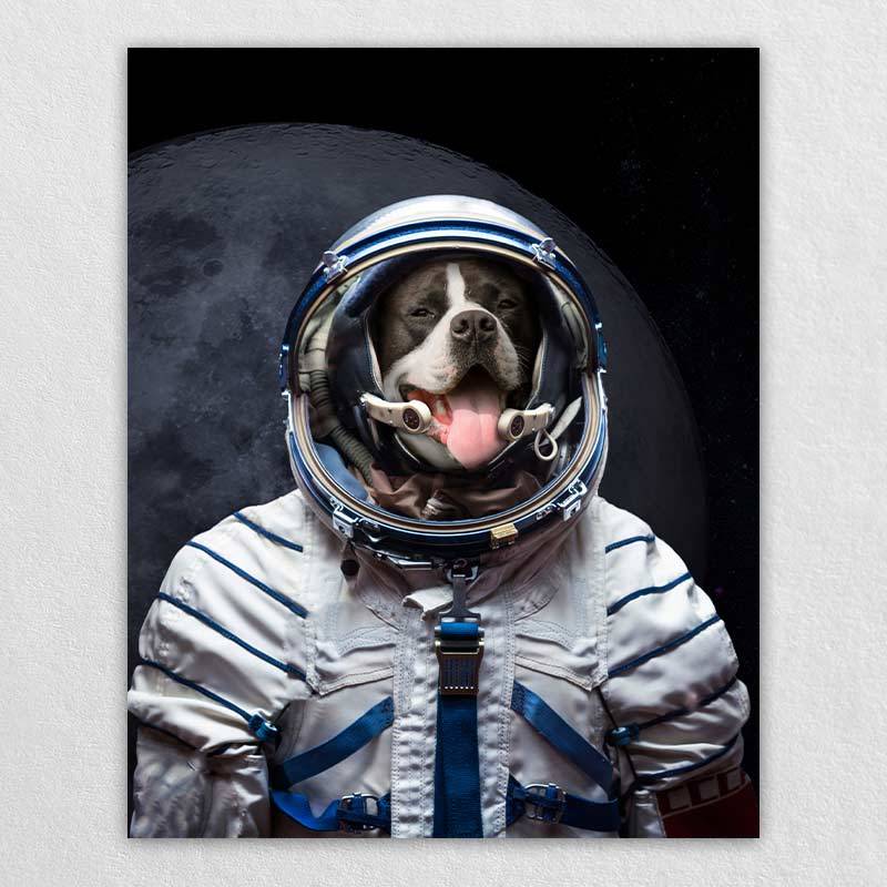 Pet Portrait Astronaut Pet Art Print Dog Custom Portrait