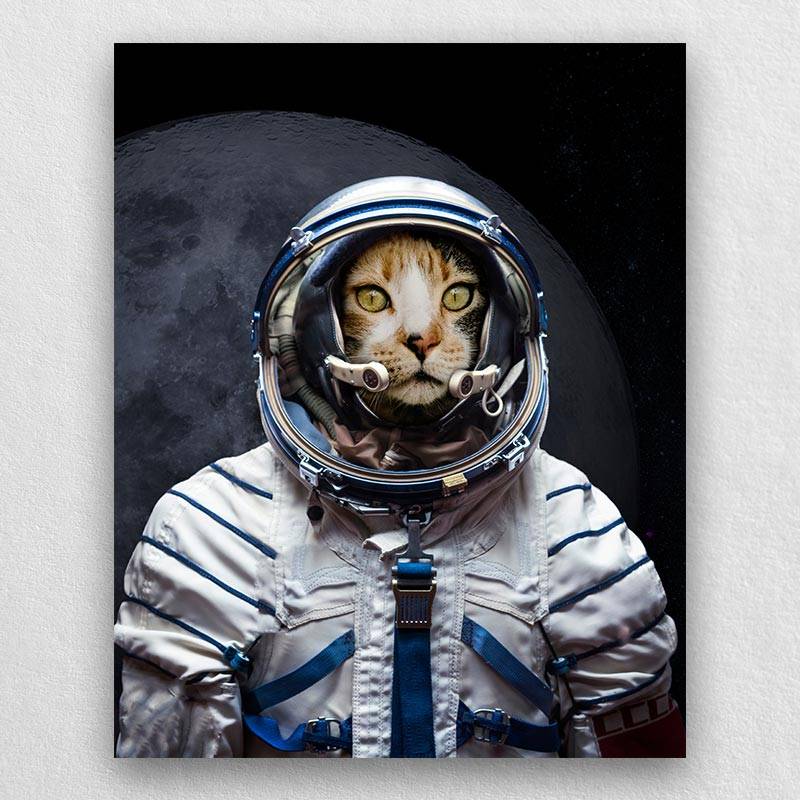 Pet Portrait Astronaut Pet Art Print Dog Custom Portrait