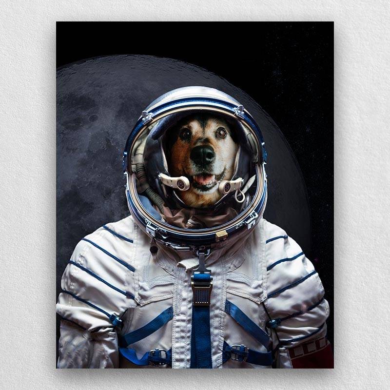 Pet Portrait Astronaut Pet Art Print Dog Custom Portrait