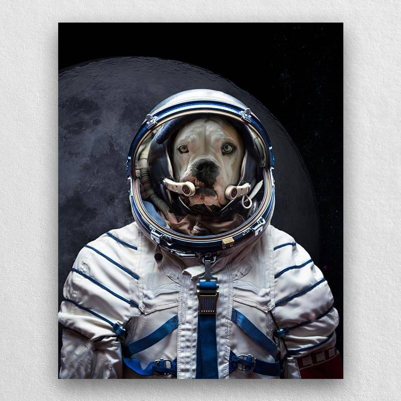 Pet Portrait Astronaut Pet Art Print Dog Custom Portrait