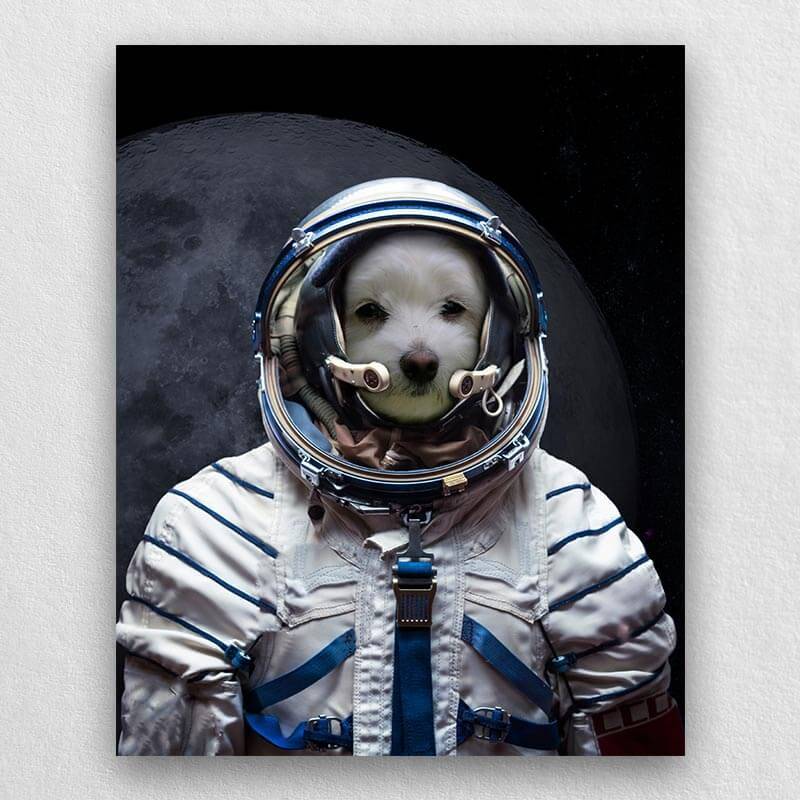 Pet Portrait Astronaut Pet Art Print Dog Custom Portrait