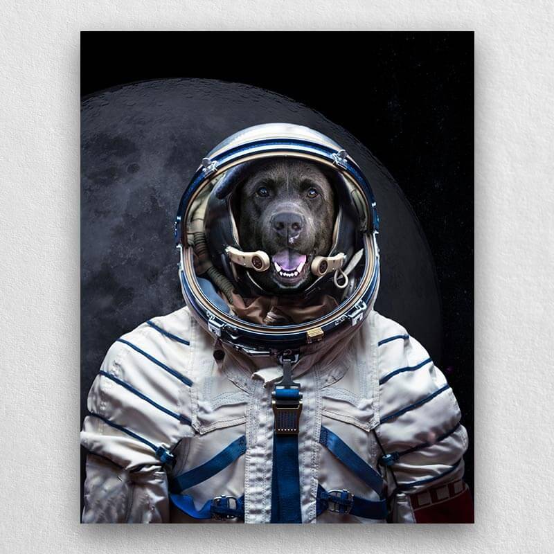 Pet Portrait Astronaut Pet Art Print Dog Custom Portrait