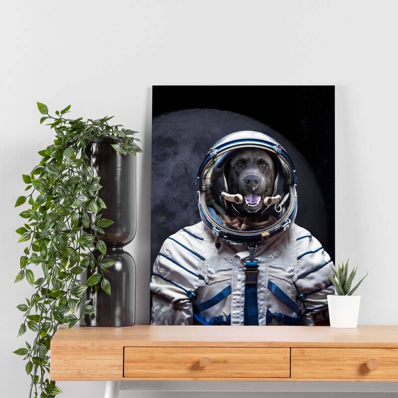 Pet Portrait Astronaut Pet Art Print Dog Custom Portrait