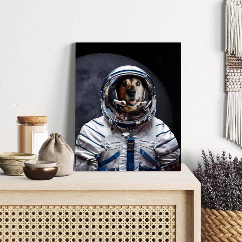 Pet Portrait Astronaut Pet Art Print Dog Custom Portrait