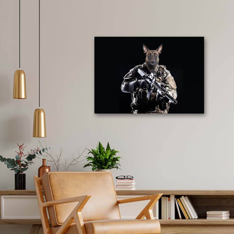 Soldier Pet Portrait Painting Cool Dog Portraits