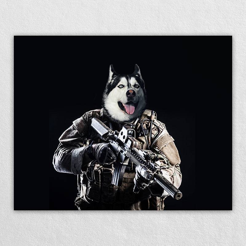 Soldier Pet Portrait Painting Cool Dog Portraits