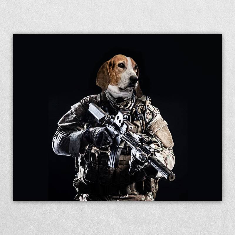 Soldier Pet Portrait Painting Cool Dog Portraits