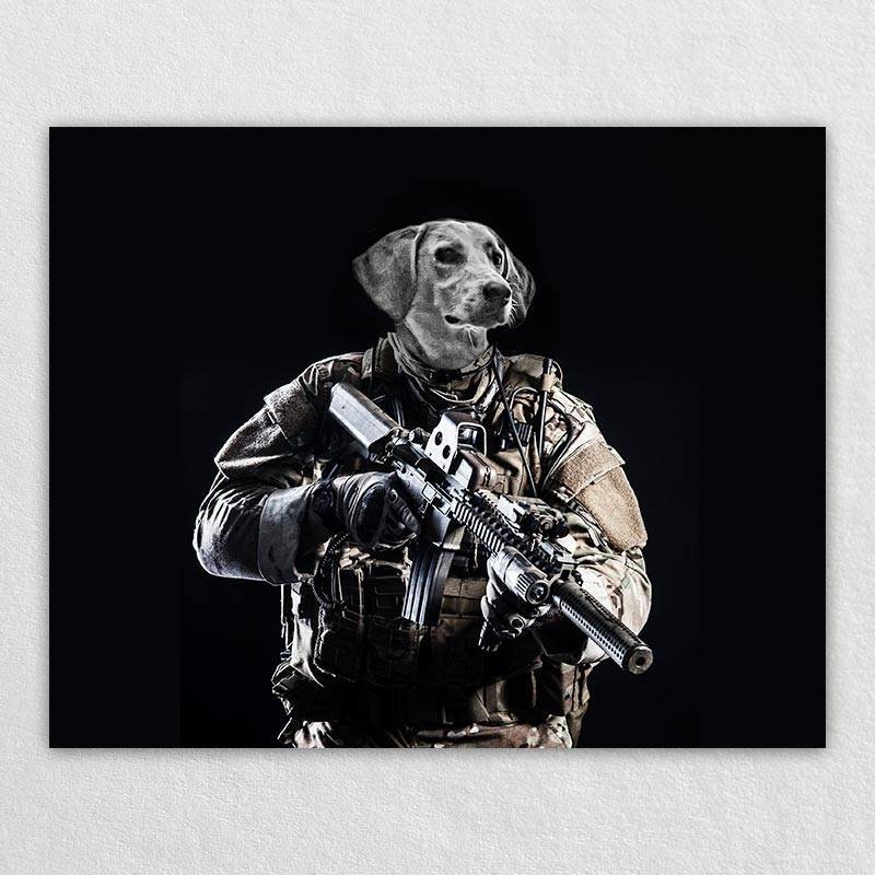 Soldier Pet Portrait Painting Cool Dog Portraits