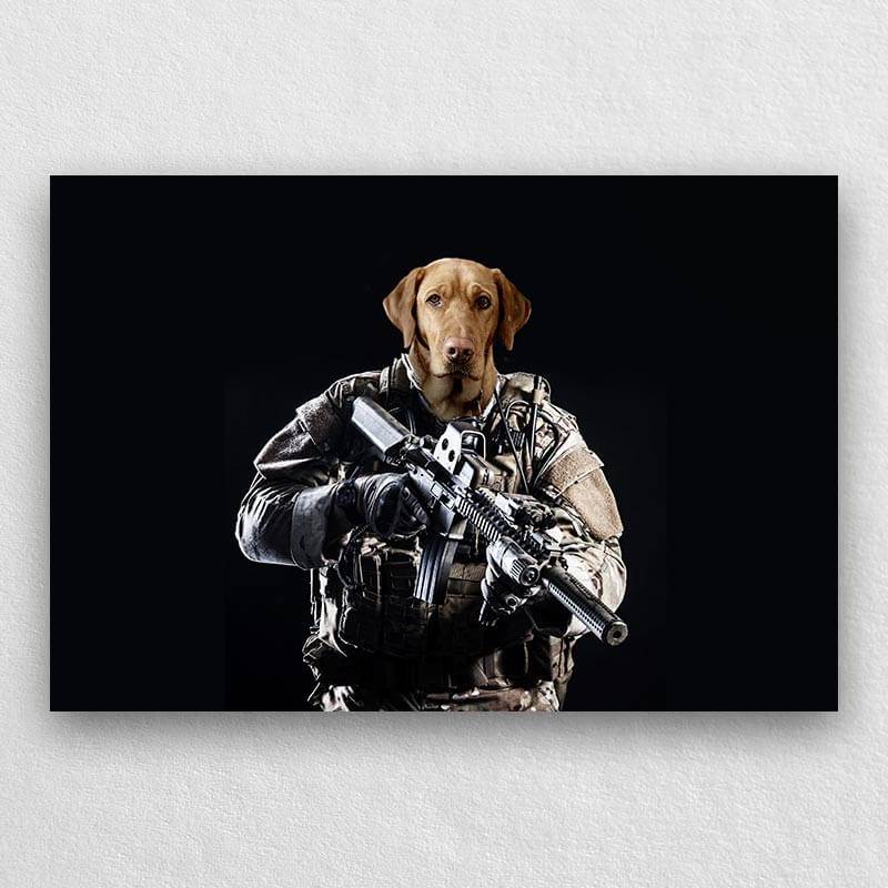 Soldier Pet Portrait Painting Cool Dog Portraits