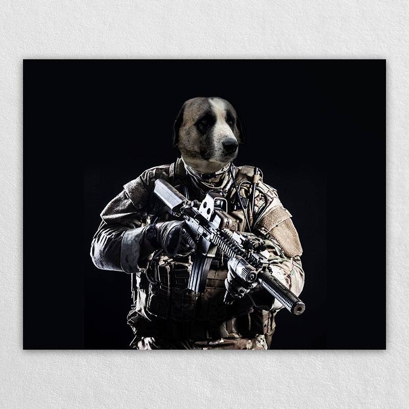 Soldier Pet Portrait Painting Cool Dog Portraits