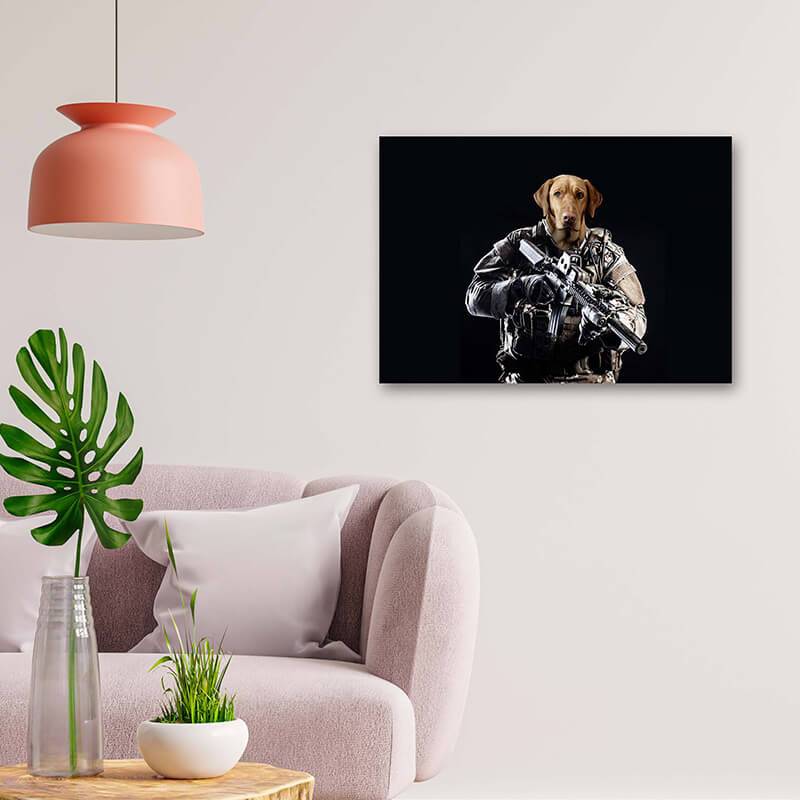 Soldier Pet Portrait Painting Cool Dog Portraits