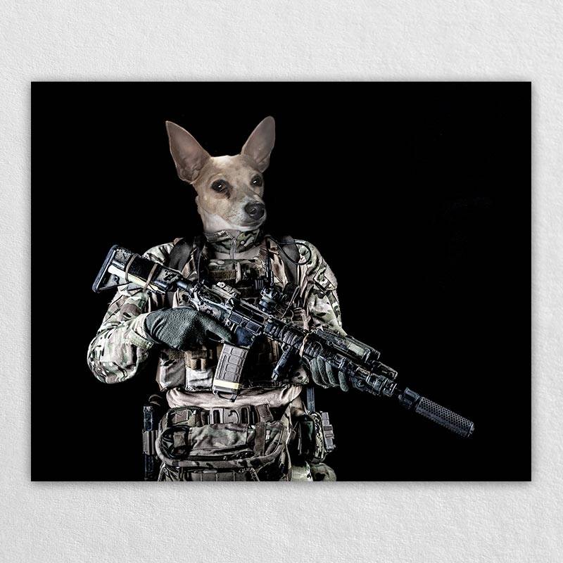 Special Forces Soldier Military Dog Painting Pet Canvas